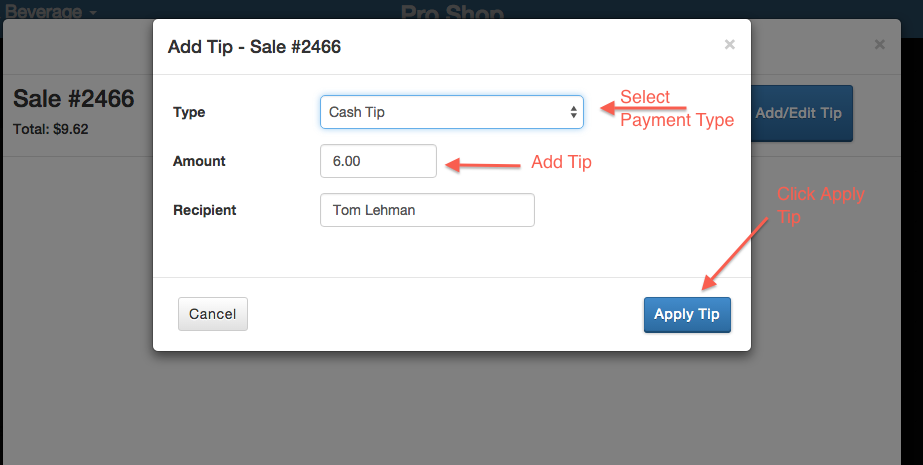 How to Add a Tip – foreUP (800.929.5737)
