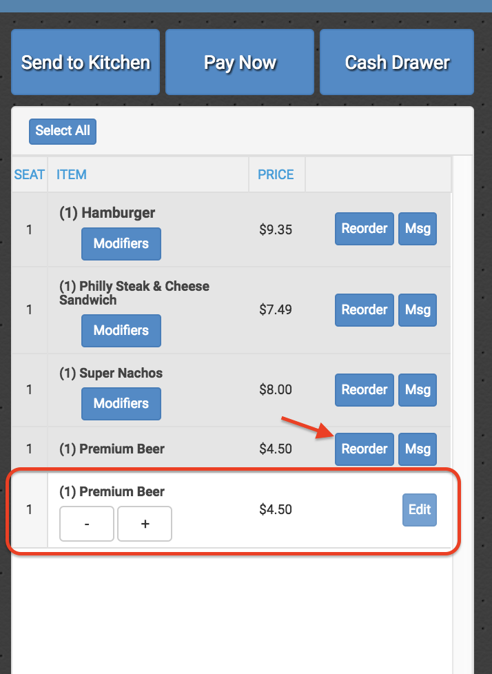 Using The Reorder Button In F&B – ForeUP (800.929.5737)